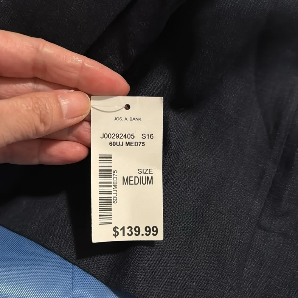 Jos. A. Bank Linen Blazer Navy Lined Two Button Closure NWT-Medium
